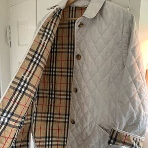 authentic white Burberry quilted jacket.